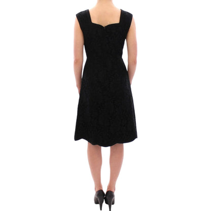 Dolce & Gabbana Black floral lace sicily runway dress