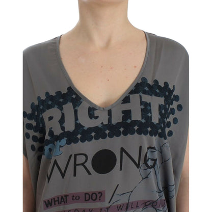 Costume National Gray V-neck long t-shirt Costume National