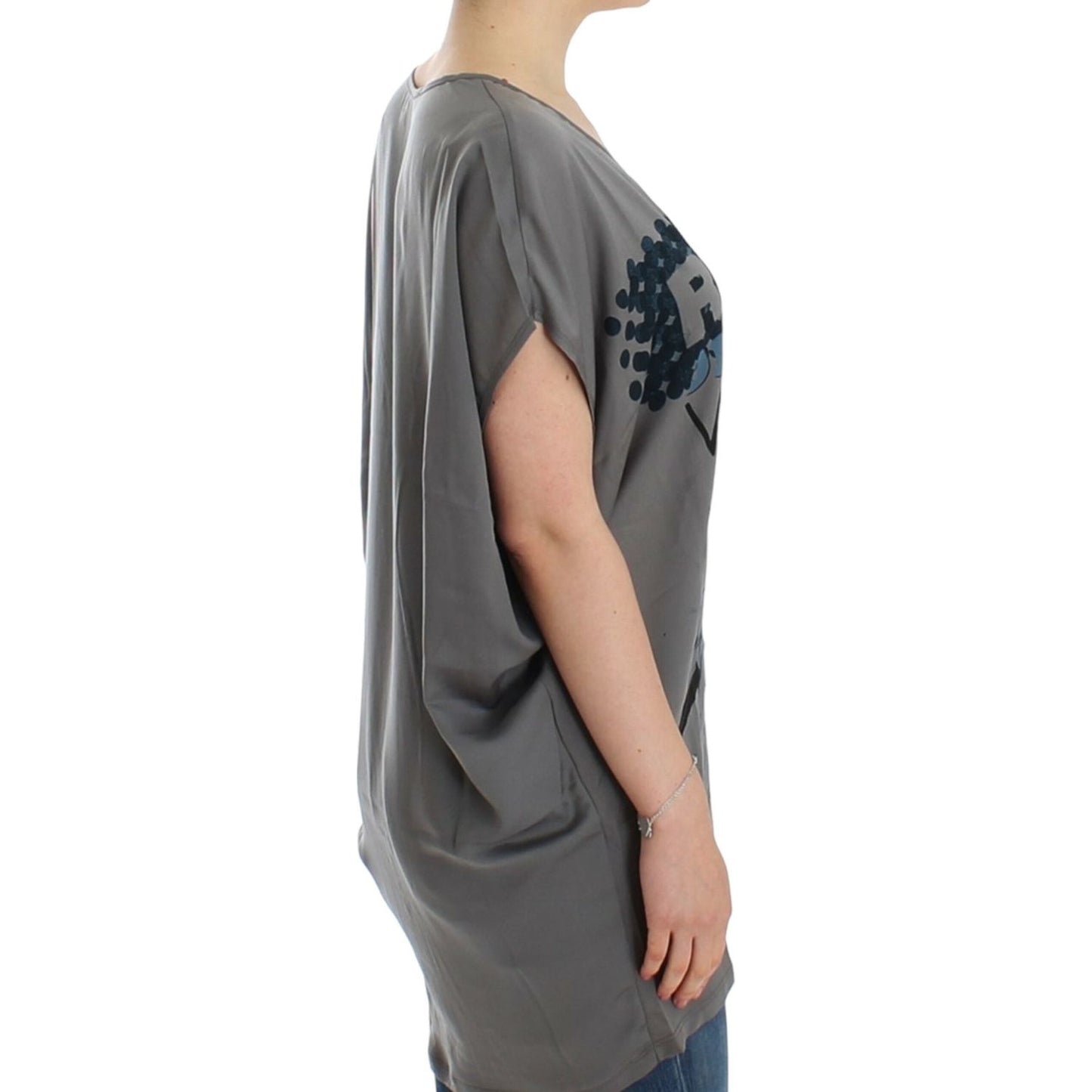 Costume National Gray V-neck long t-shirt Costume National