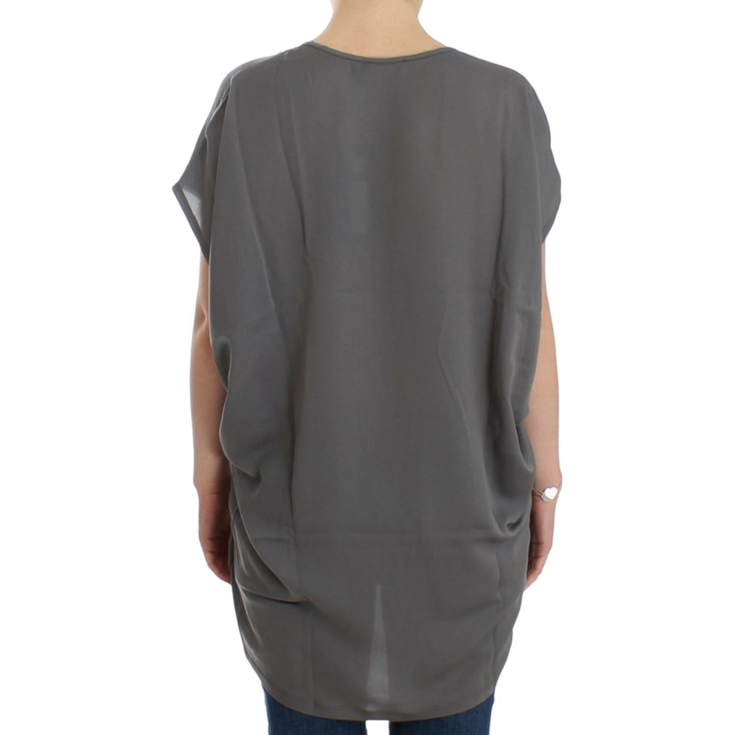 Costume National Gray V-neck long t-shirt Costume National