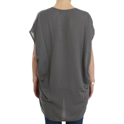 Costume National Gray V-neck long t-shirt Costume National