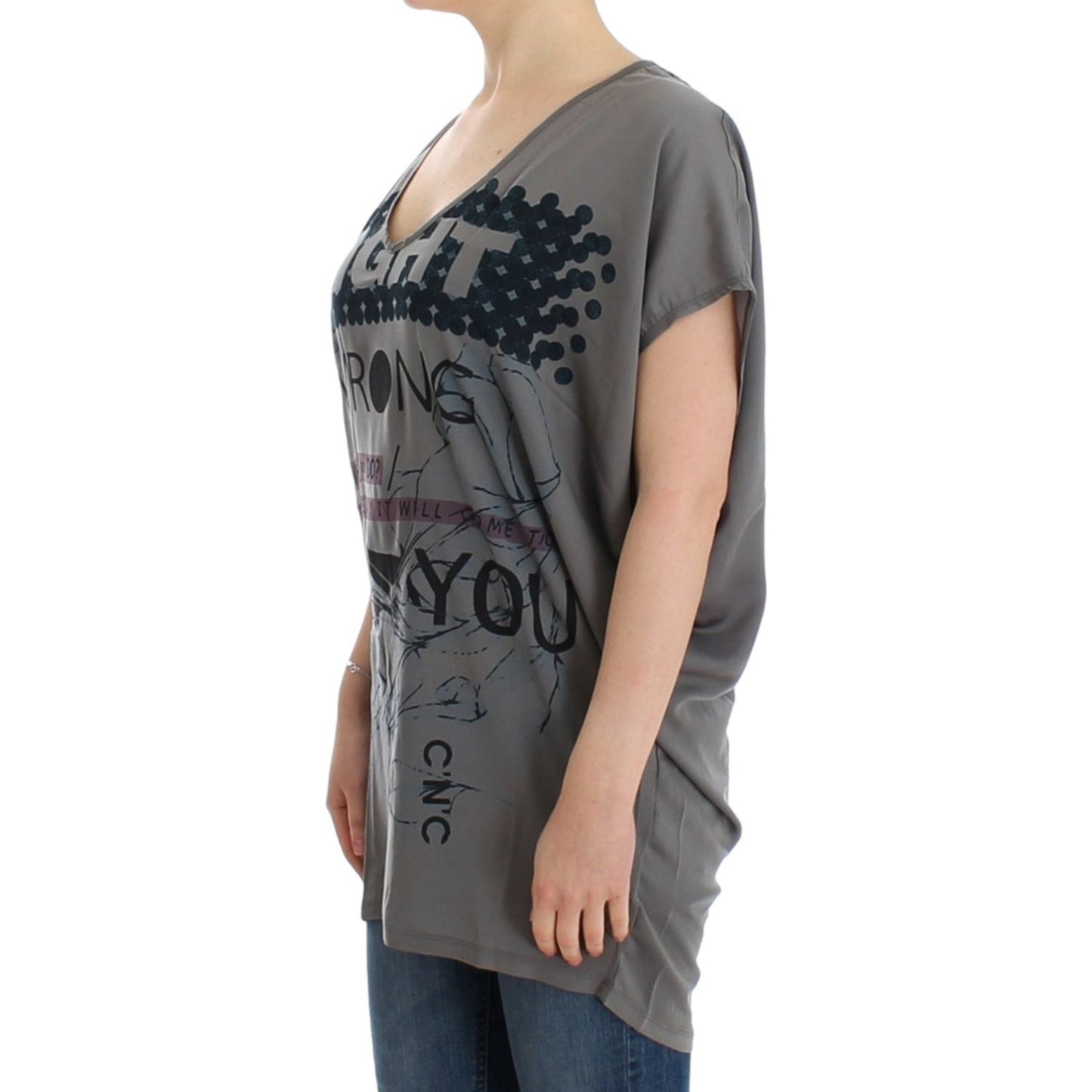 Costume National Gray V-neck long t-shirt Costume National