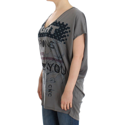 Costume National Gray V-neck long t-shirt Costume National