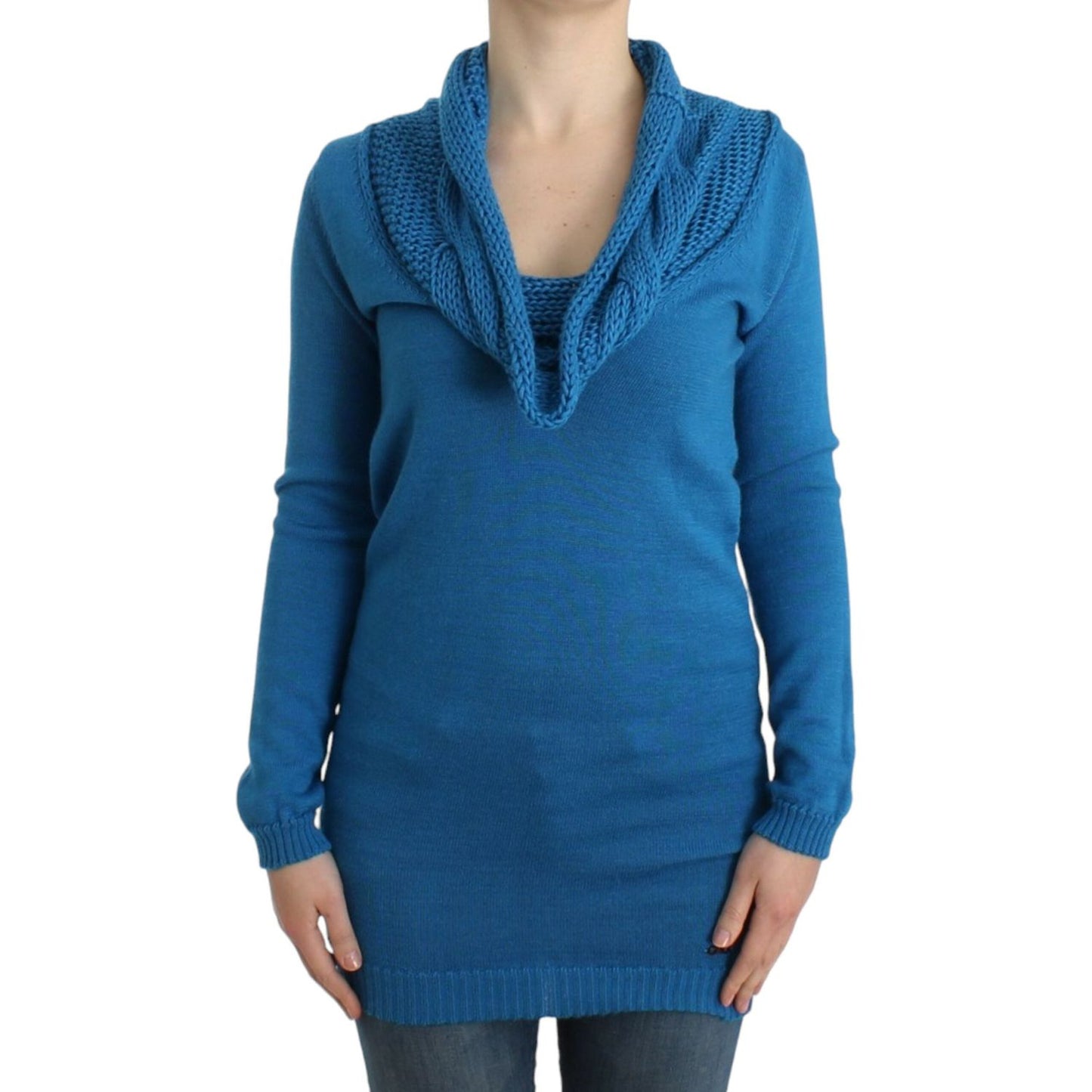 Costume National Blue knitted scoopneck sweater Costume National
