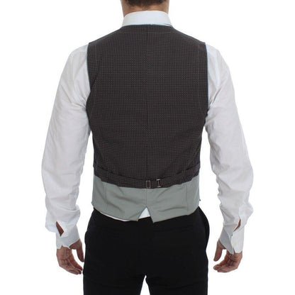 Dolce & Gabbana Gray Polka Dot Dress Vest Gilet Weste