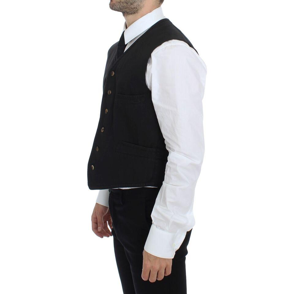 Dolce & Gabbana Elegant Black Cotton Blend Dress Vest Dolce & Gabbana