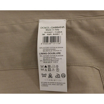 Dolce & Gabbana Beige Cotton Slim Fit Button Front Dress Vest