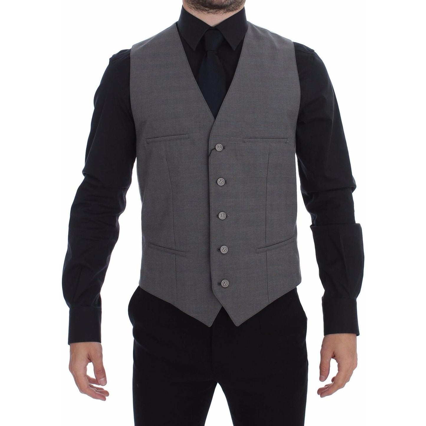 Dolce & Gabbana Elegant Gray Slim Fit Dress Vest Dolce & Gabbana