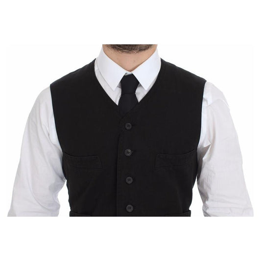 Dolce & Gabbana Elegant Black Cotton Blend Dress Vest Dolce & Gabbana