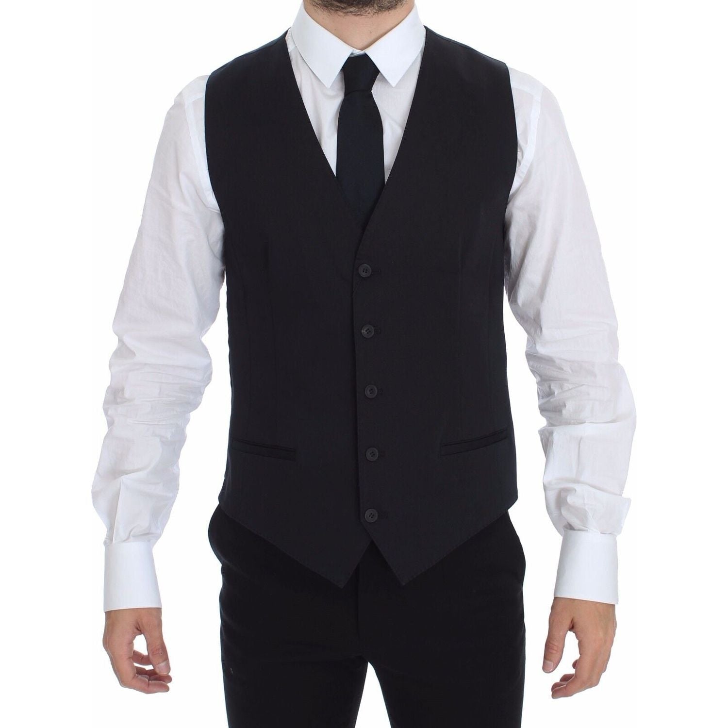 فستان دولتشي آند غابانا الأنيق المصنوع من القطن المرن باللون الأزرق