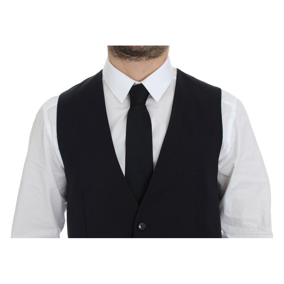 Dolce & Gabbana Elegant Gray Striped Wool-Silk Dress Vest Dolce & Gabbana