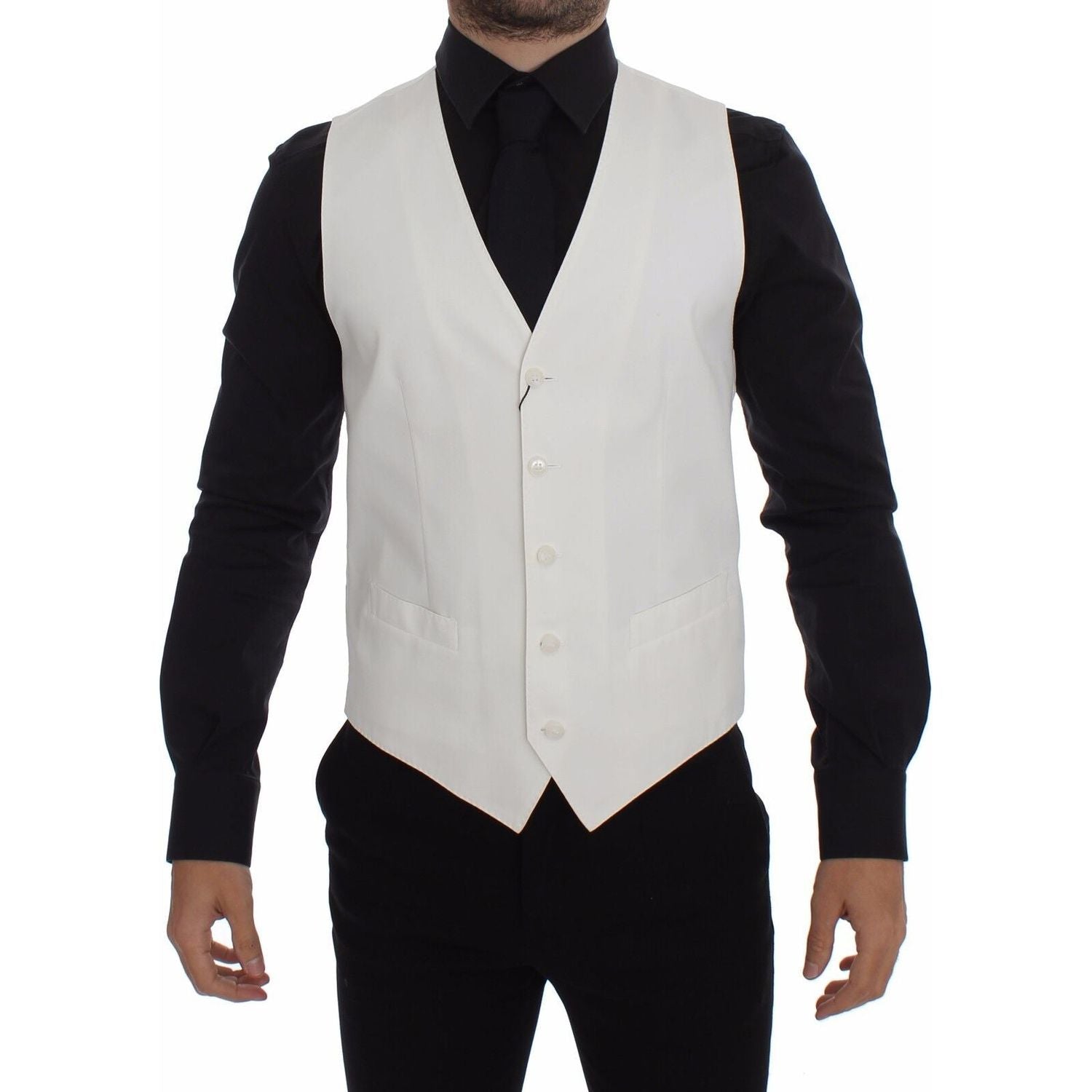 سترة أنيقة من القطن والحرير باللون الأبيض من دولتشي آند غابانا