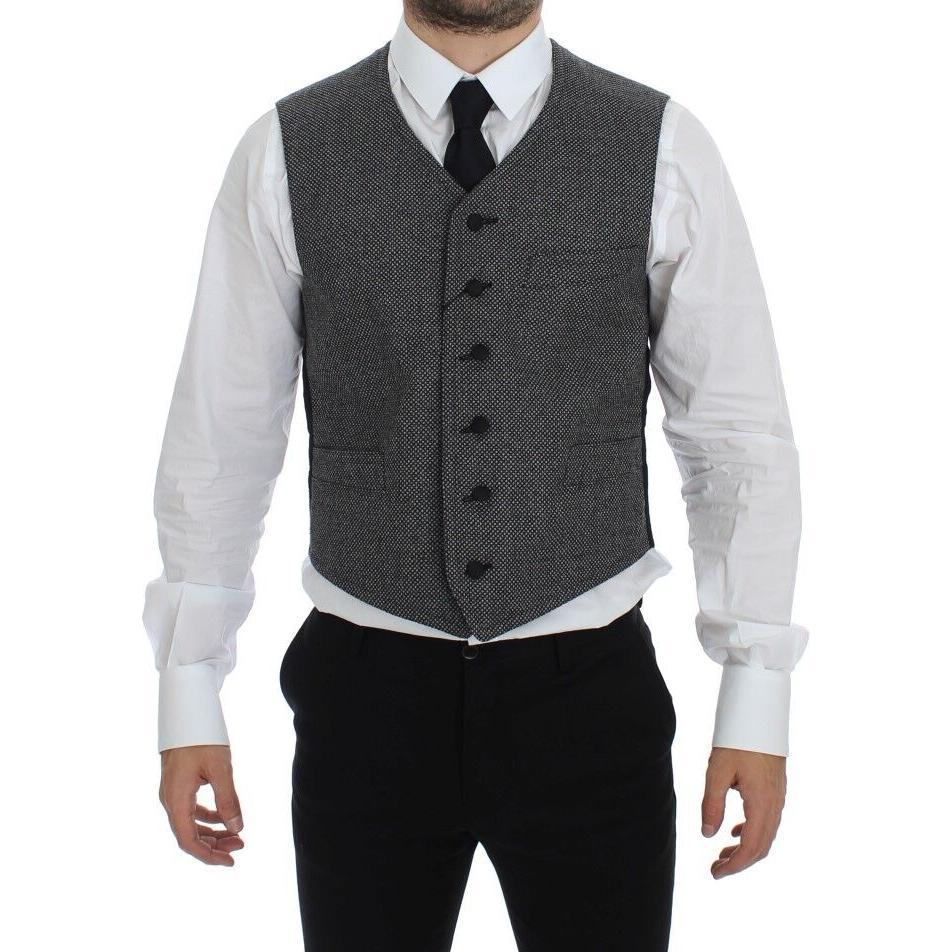 Dolce & Gabbana Gray Cotton Blend Logo Vest Gilet Weste