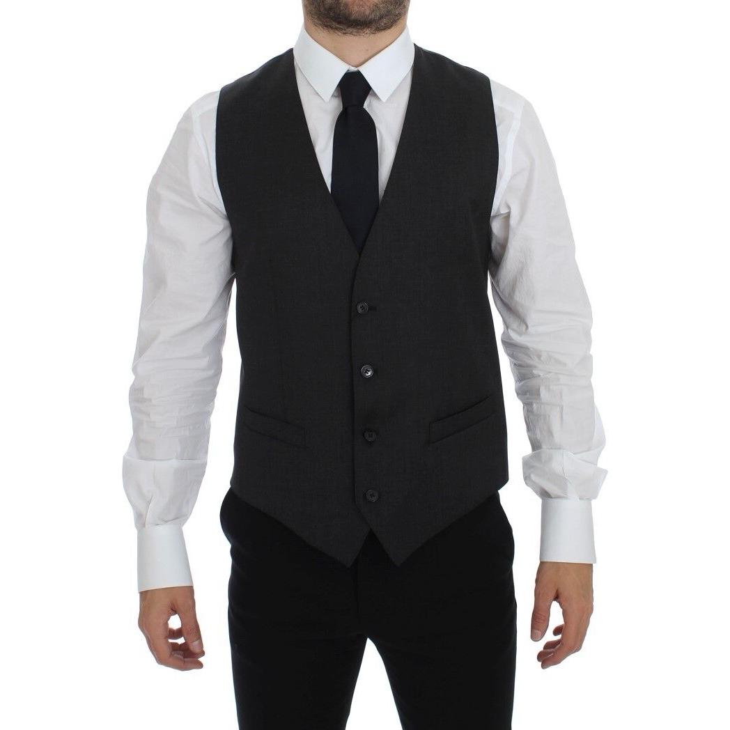 Dolce & Gabbana Gray Wool Formal Dress Vest Gilet Weste