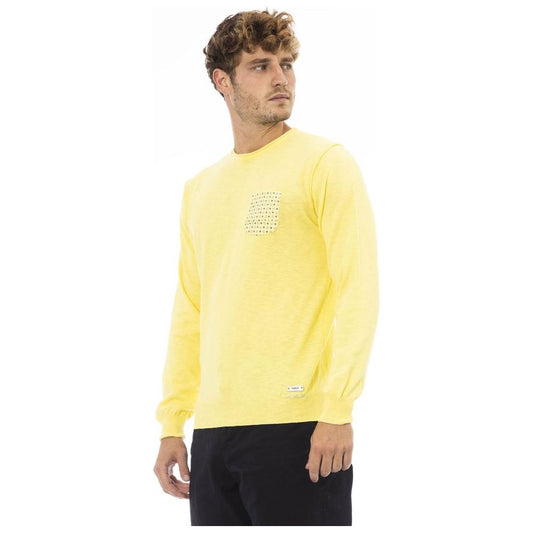 Baldinini Trend Yellow Cotton Men Sweater Baldinini Trend