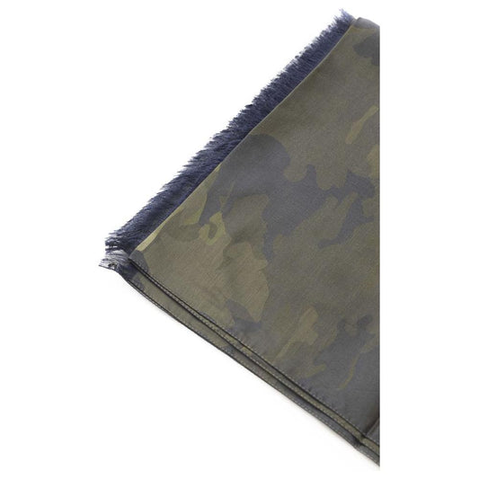 Trussardi Elegant Army Printed Cotton-Silk Scarf Trussardi