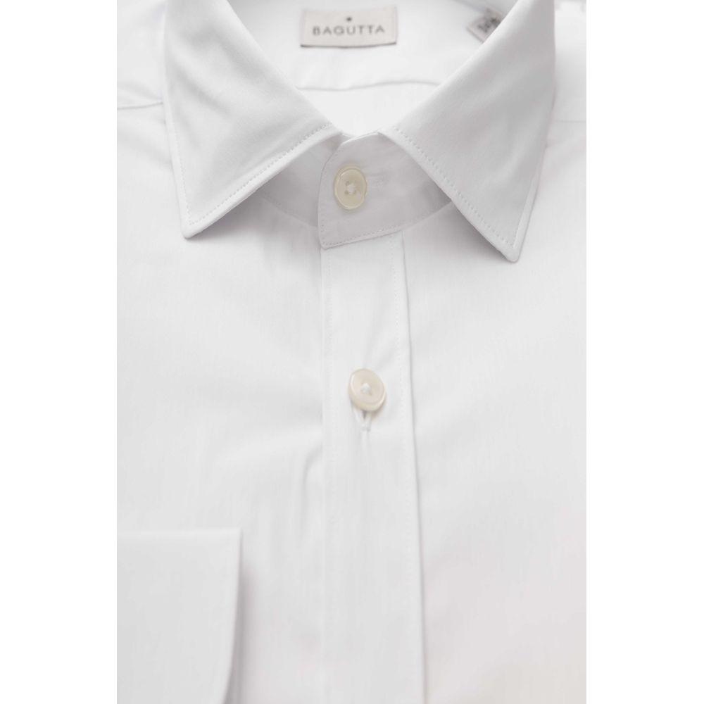 Bagutta White Cotton Men's Shirt Slim Fit With French Collar
