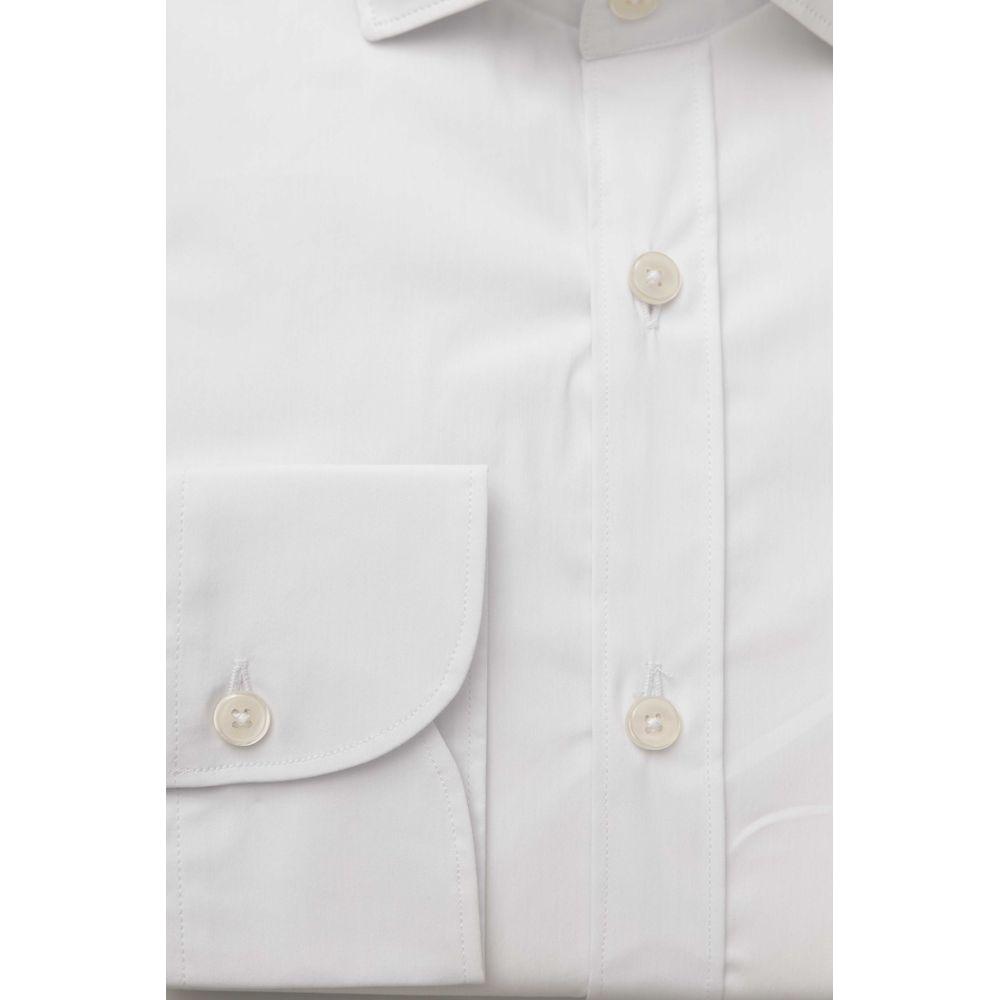 Bagutta White Cotton Men's Shirt Slim Fit With French Collar