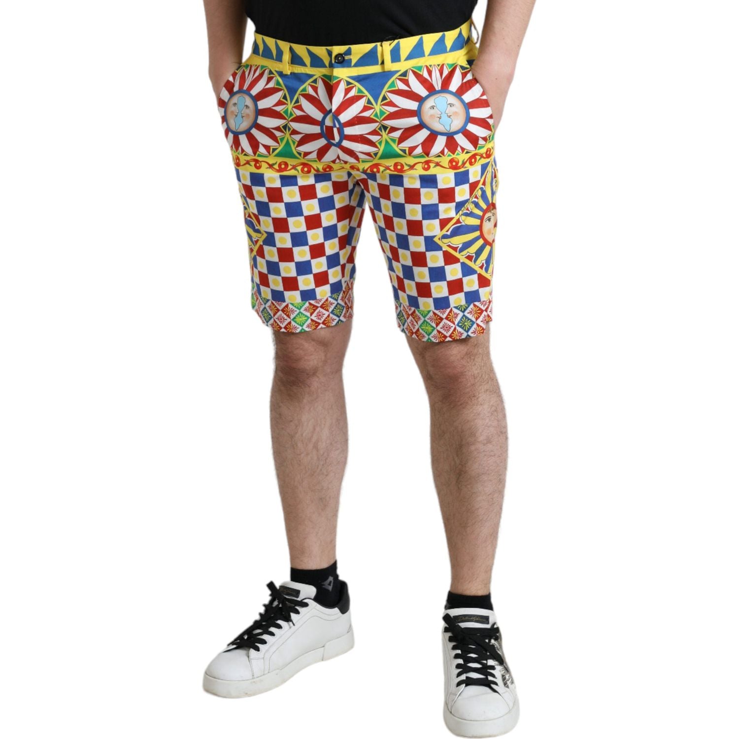 Dolce & Gabbana Multicolor Carretto Print Men Bermuda Shorts
