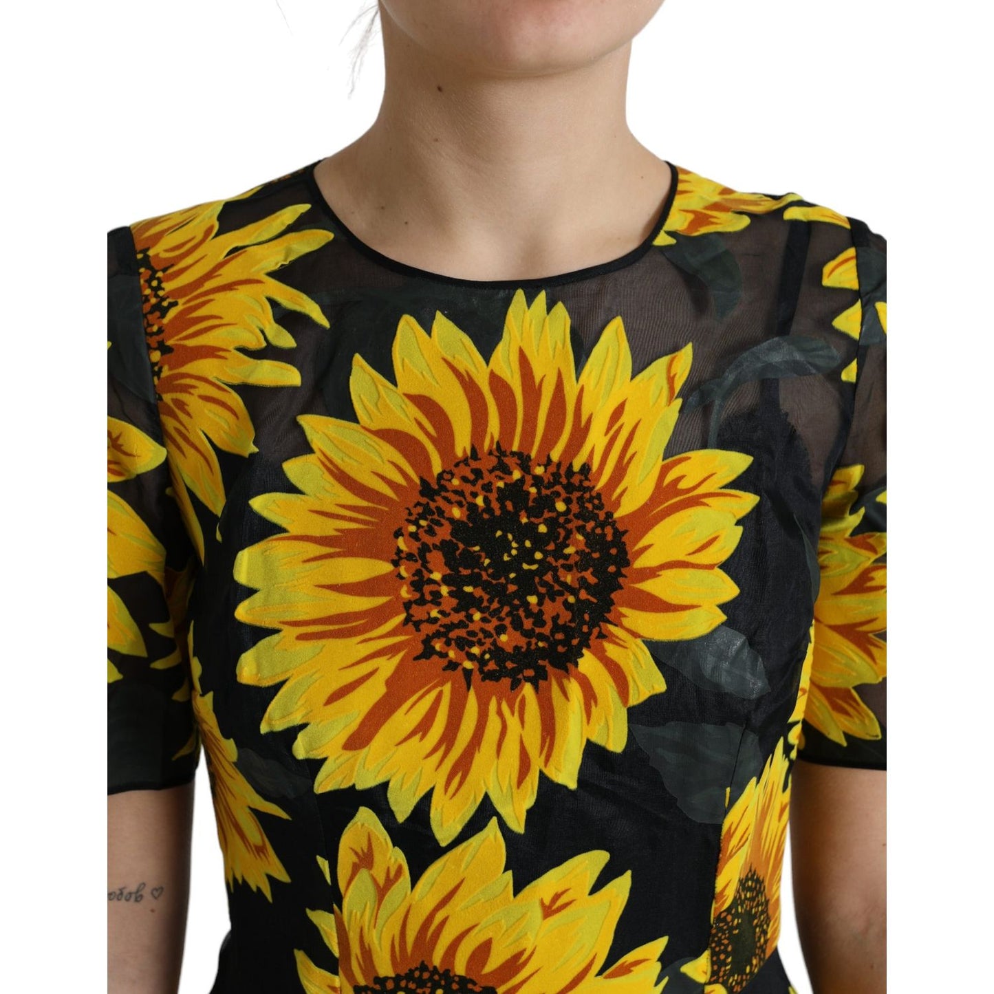 Dolce & Gabbana Summery Sunflower A-Line Midi Dress Dolce & Gabbana