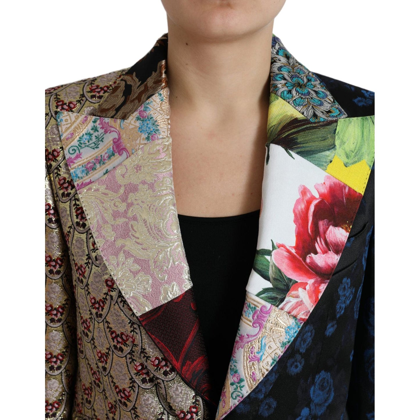 Dolce & Gabbana Multicolor Floral Patchwork Jacquard Jacket Dolce & Gabbana