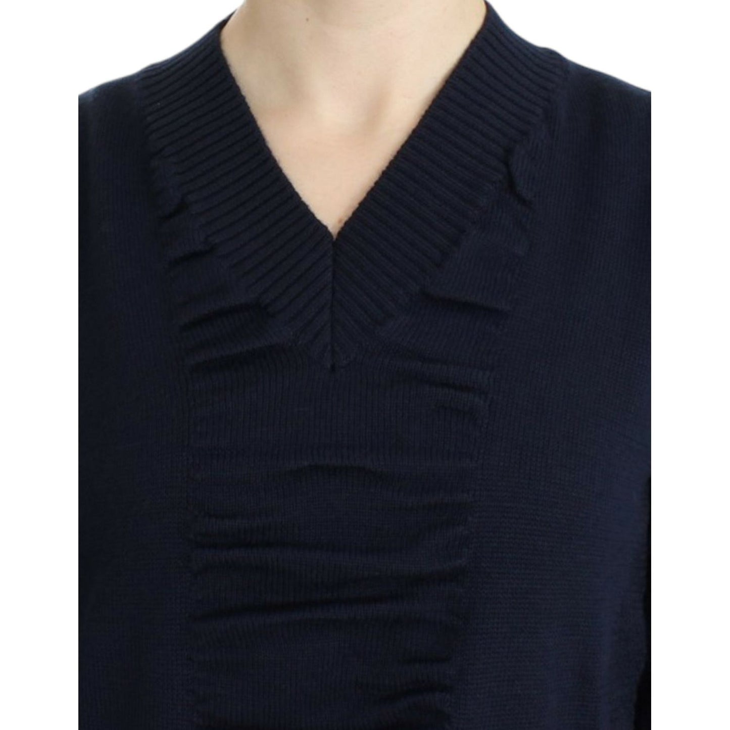 Costume National Dark blue V-neck wool sweater Costume National