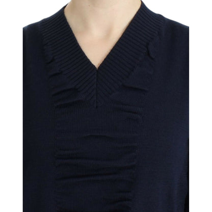Costume National Dark blue V-neck wool sweater Costume National