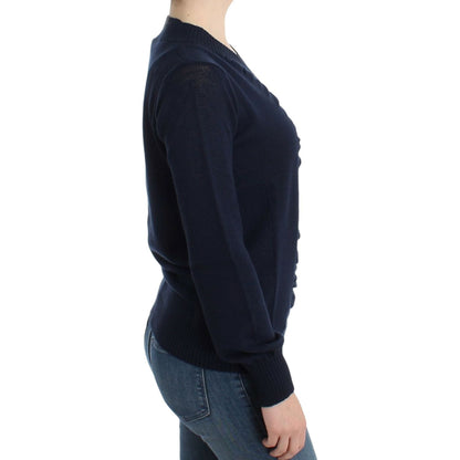 Costume National Dark blue V-neck wool sweater Costume National