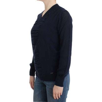 Costume National Dark blue V-neck wool sweater Costume National