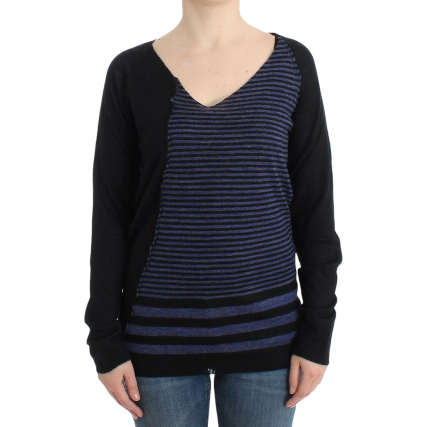 Costume National Black striped V-neck sweater Costume National