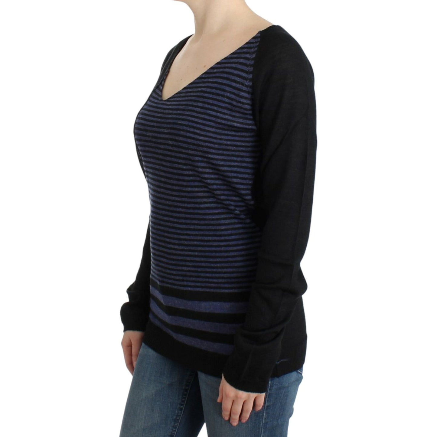 Costume National Black striped V-neck sweater Costume National