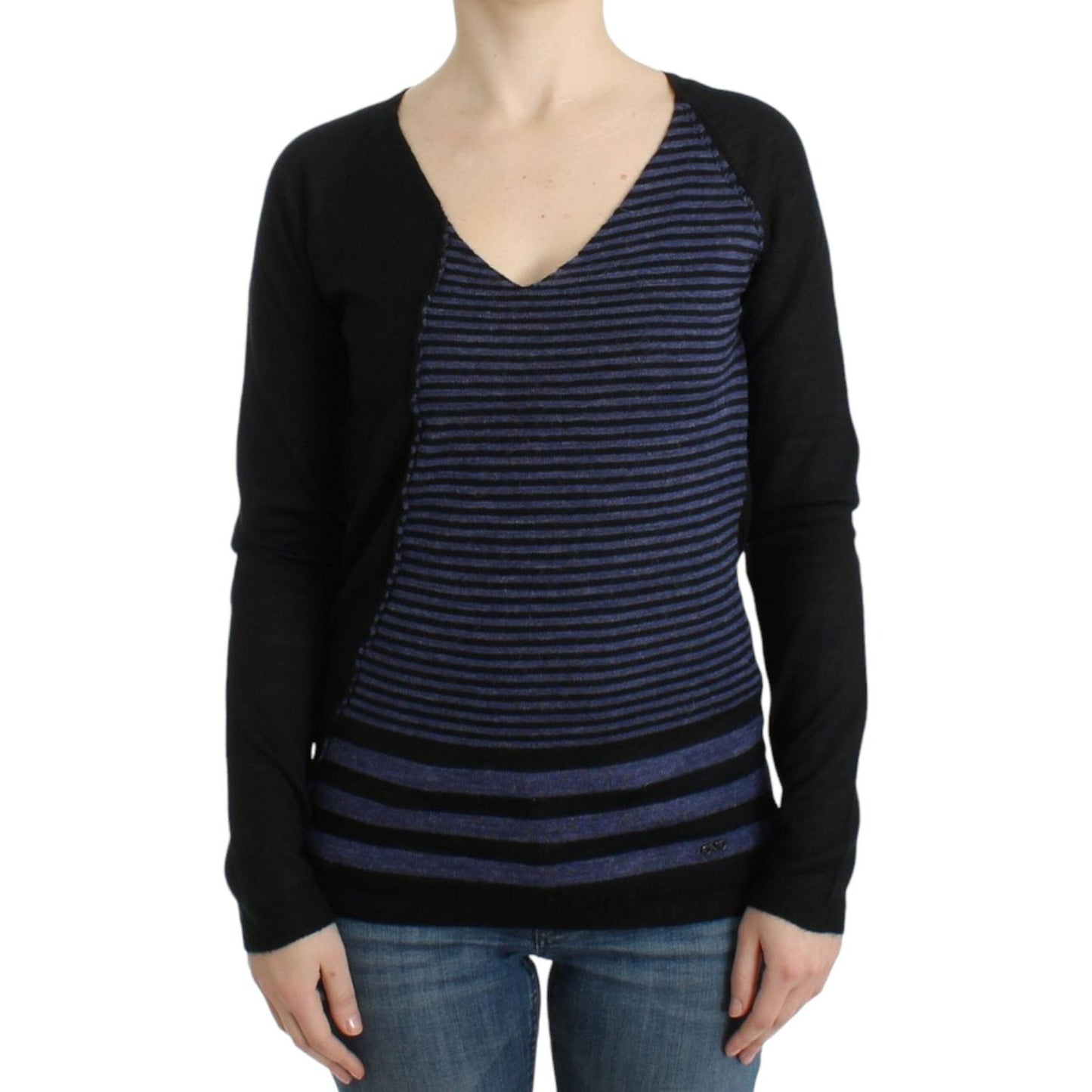 Costume National Black striped V-neck sweater Costume National