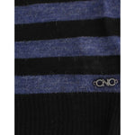 Costume National Chic Striped V-Neck Wool Blend Sweater Costume National Dark Slate Gray
