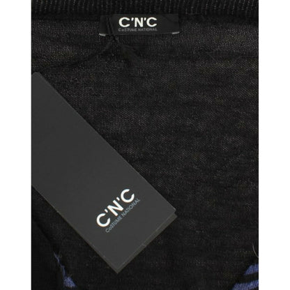 Costume National Black striped V-neck sweater Costume National