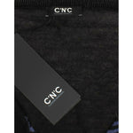 Costume National Chic Striped V-Neck Wool Blend Sweater Costume National Black