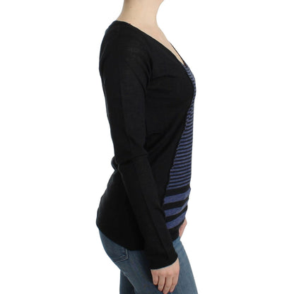 Costume National Black striped V-neck sweater Costume National