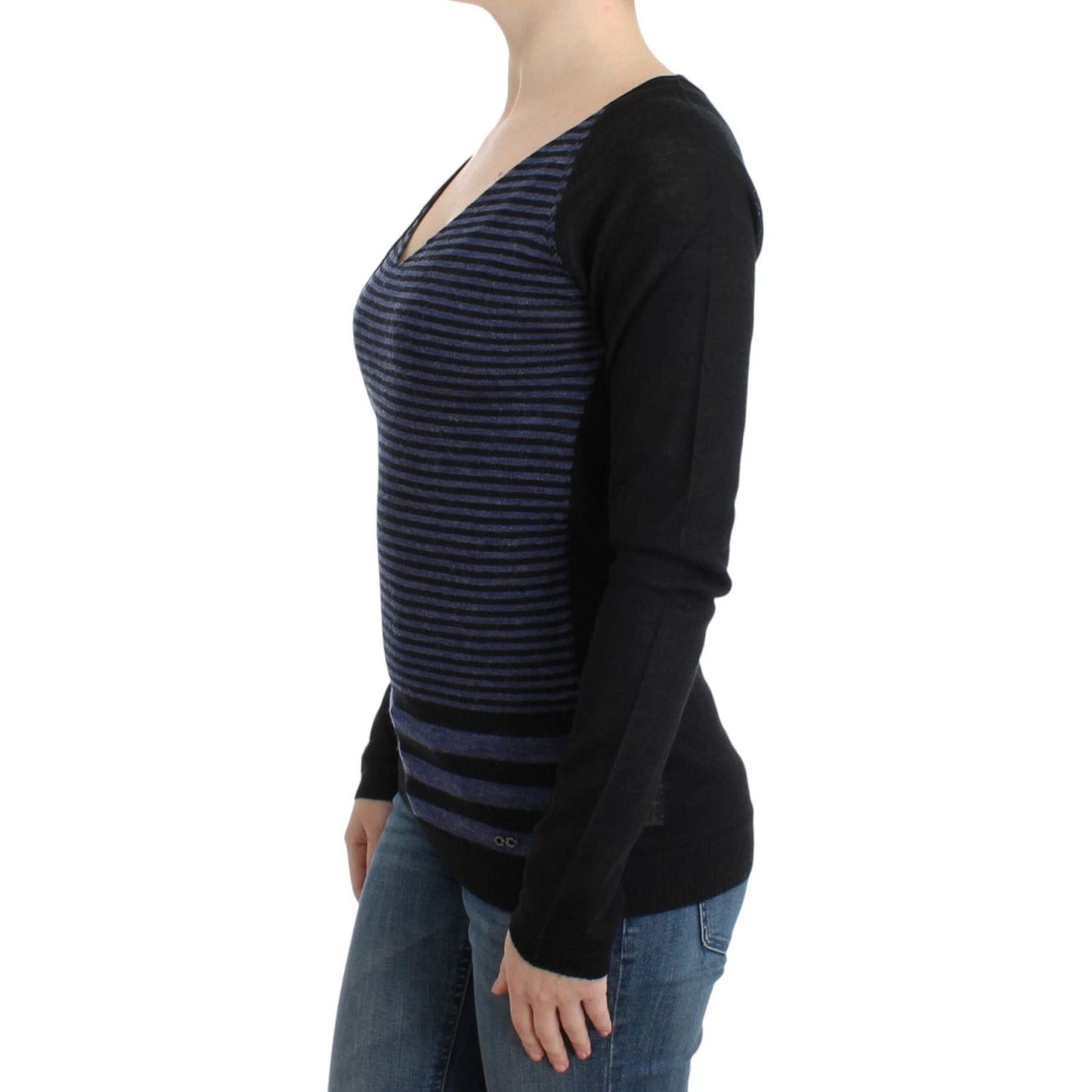 Costume National Black striped V-neck sweater Costume National