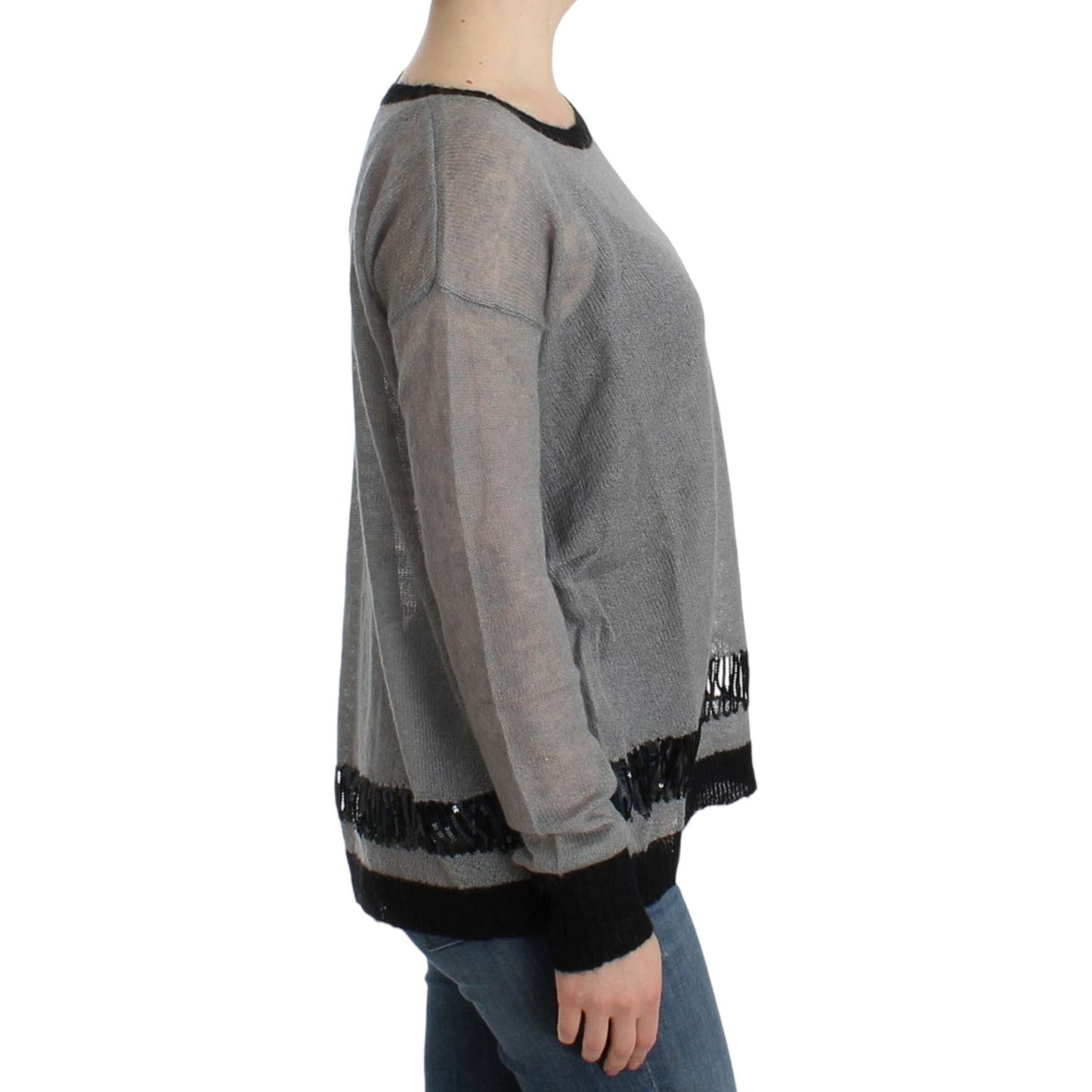 Costume National Gray embellished asymmetric sweater Costume National