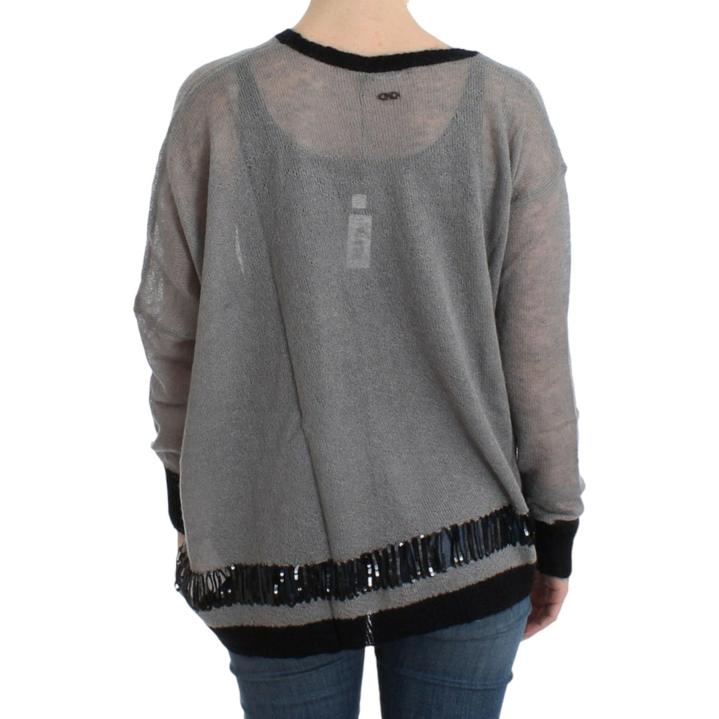 Costume National Gray embellished asymmetric sweater Costume National