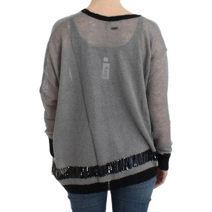 Costume National Gray embellished asymmetric sweater Costume National