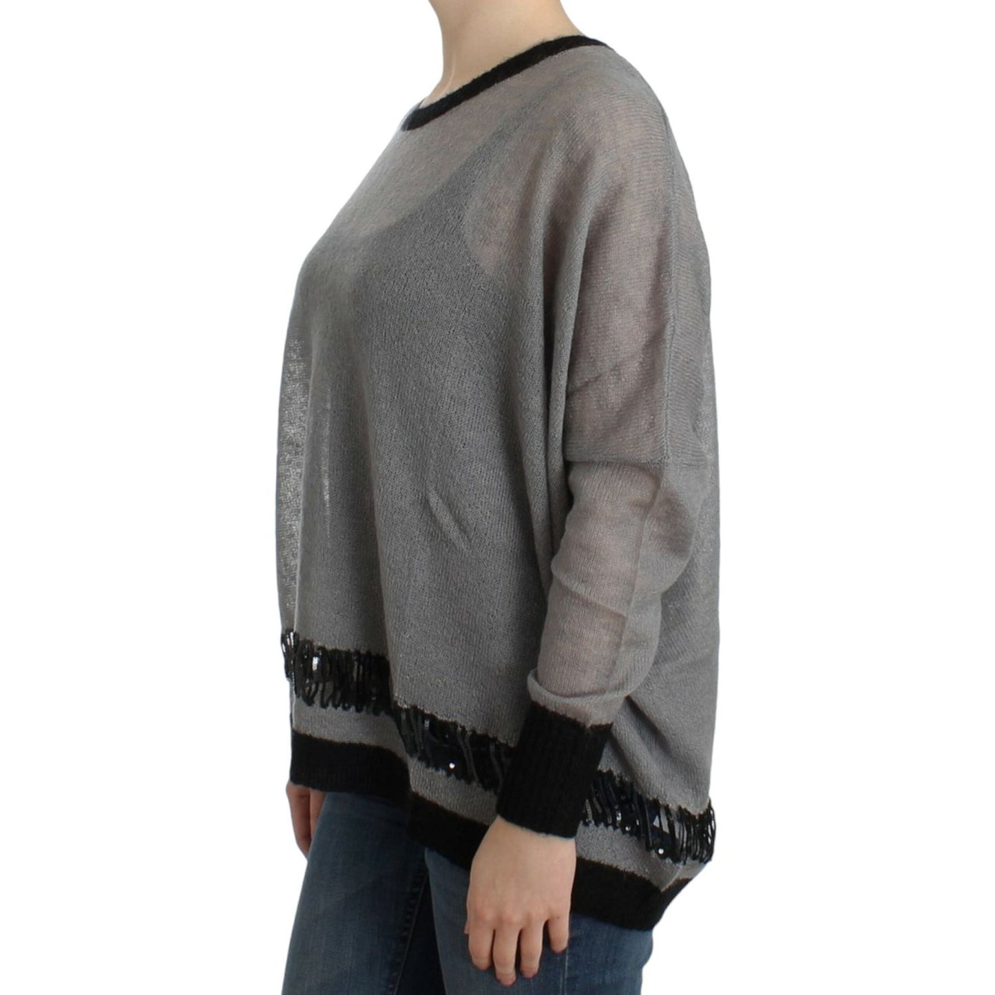 Costume National Gray embellished asymmetric sweater Costume National