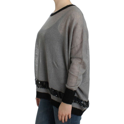 Costume National Gray embellished asymmetric sweater Costume National