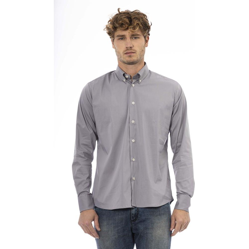 Baldinini Trend Gray Cotton Men Shirt Baldinini Trend