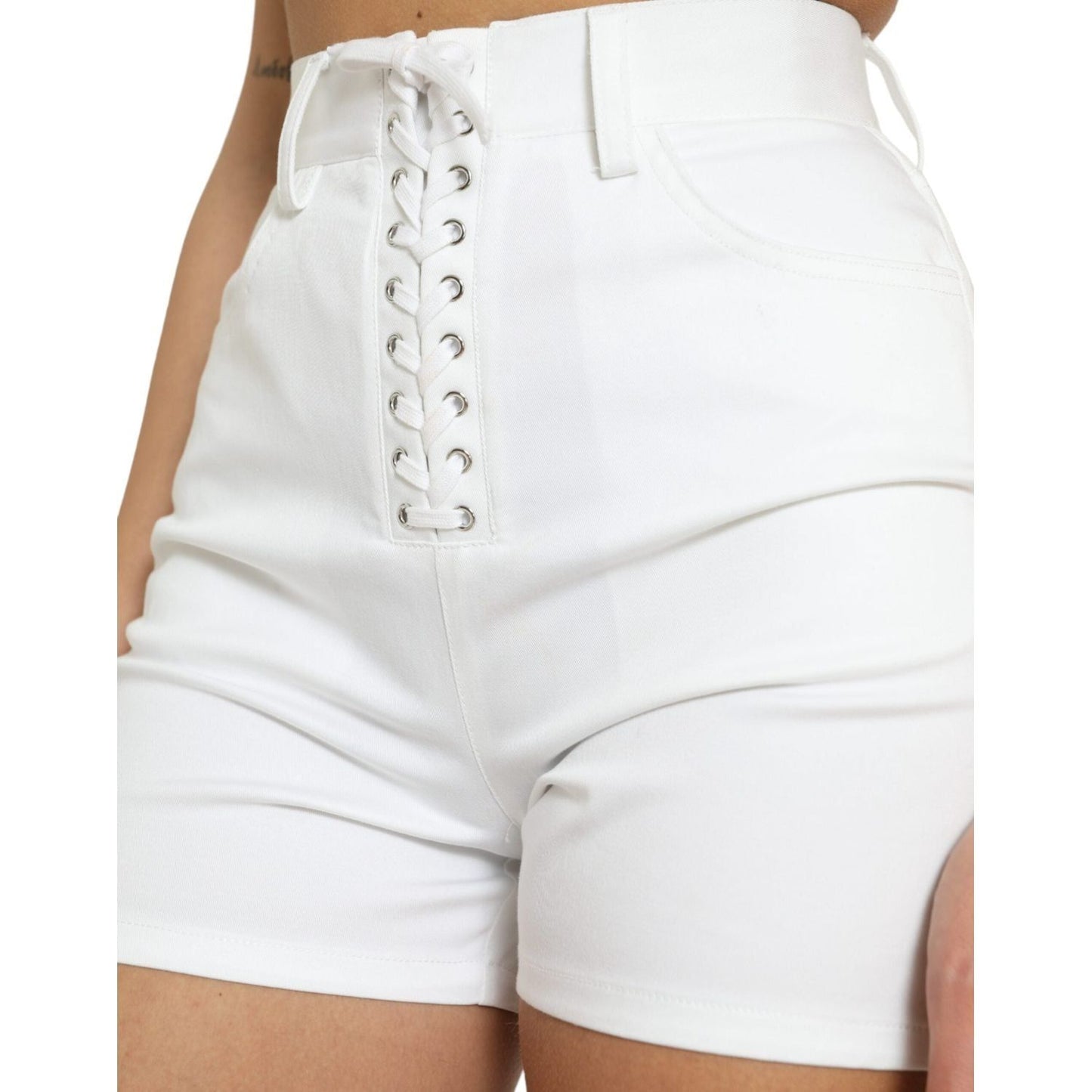 Dolce & Gabbana Chic High Waist Lace Closure Shorts Dolce & Gabbana