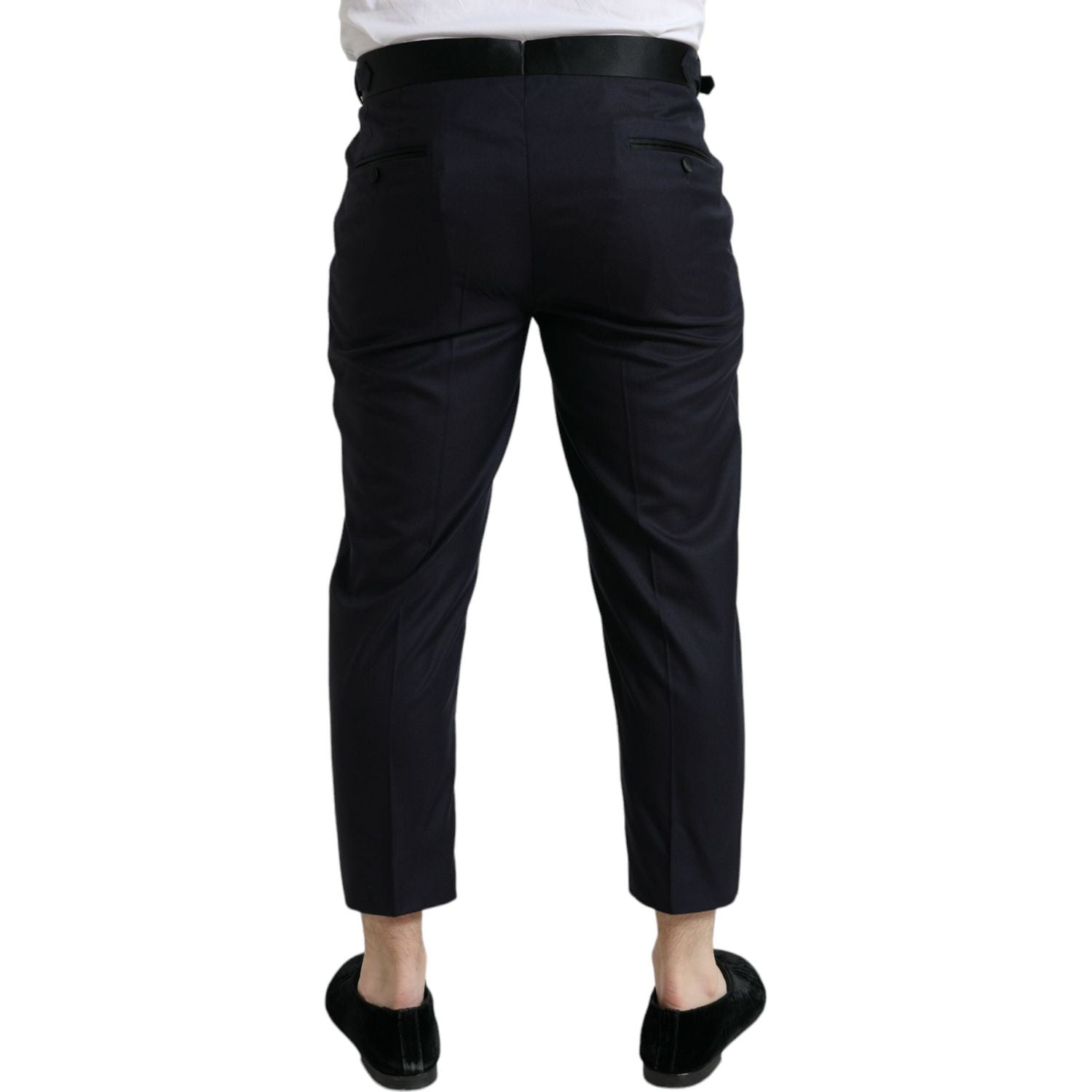 Dolce & Gabbana Blue Wool Cropped Tapered Pants