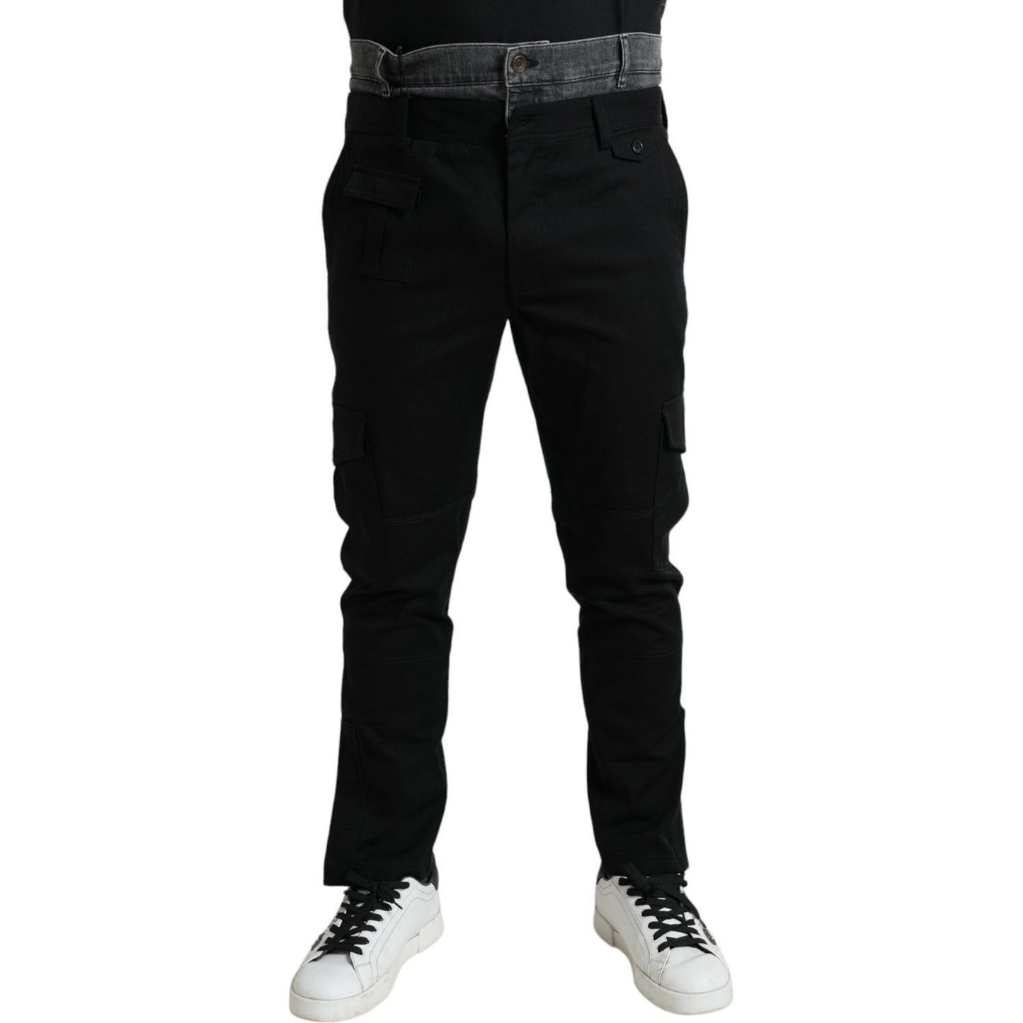 Dolce & Gabbana Black Gray Slim Cotton Denim Jeans Pants