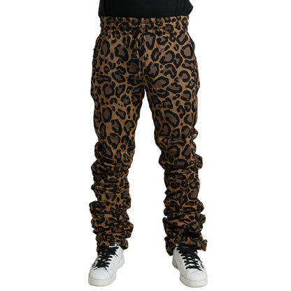 Dolce & Gabbana Brown Leopard Jacquard Jogger Pants