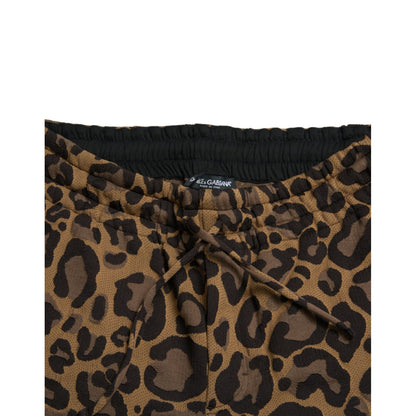 Dolce & Gabbana Brown Leopard Jacquard Jogger Pants