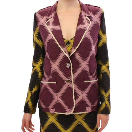 House of Holland Chic Purple Checkered Jacket Blazer House of Holland