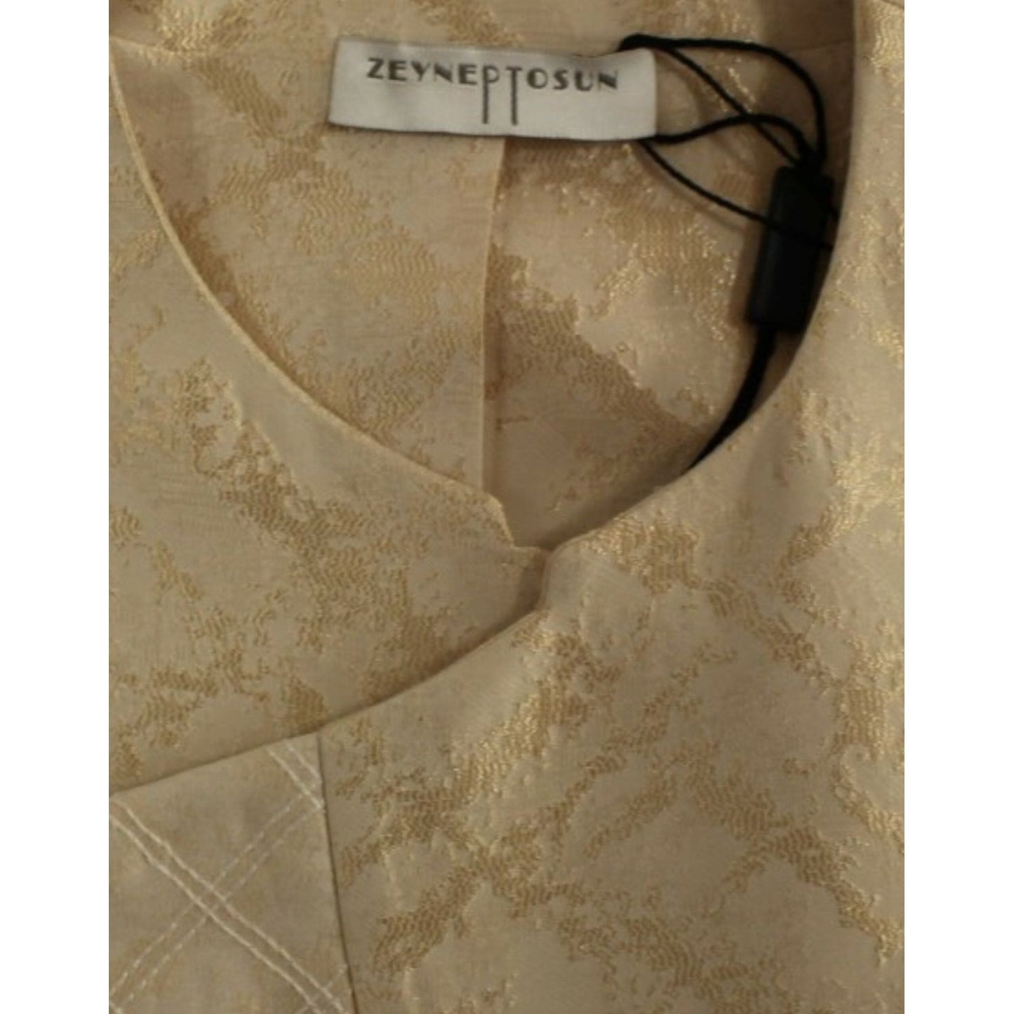 Zeyneptosun Beige brocade sleeveless jacket Coats & Jackets